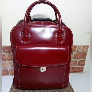 McKlein Leather Rolling Travel Laptop Carry-On Luggage Bag 👜 Zippers & Storage!